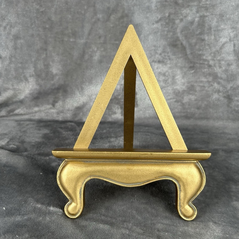 1980s Vintage Plastic Florentine Style Table Top Easel Gold 9"‎ Tall